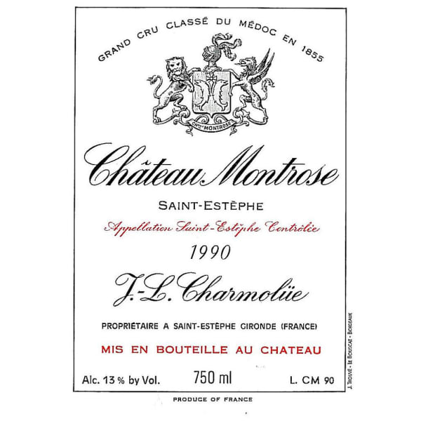 Rượu vang đỏ Chateau Montrose (bin-soiled label) 1990