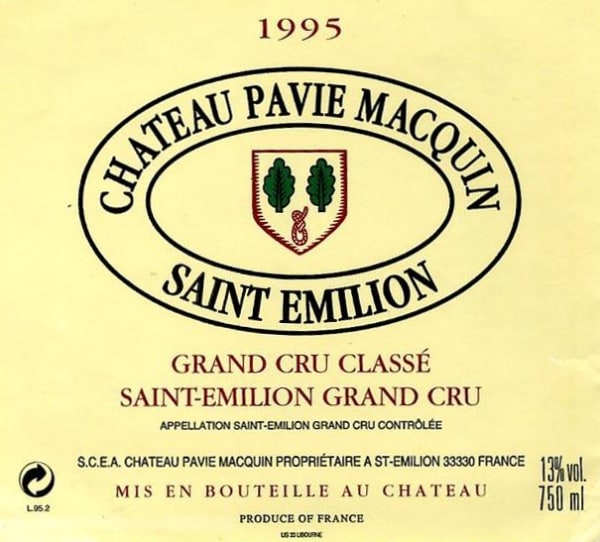 Rượu vang đỏ Chateau Pavie Macquin (chai Magnum 1,5 lít) 1995