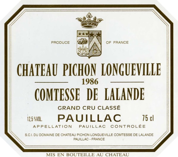 Rượu vang đỏ Chateau Pichon Longueville Comtesse de Lalande 1986