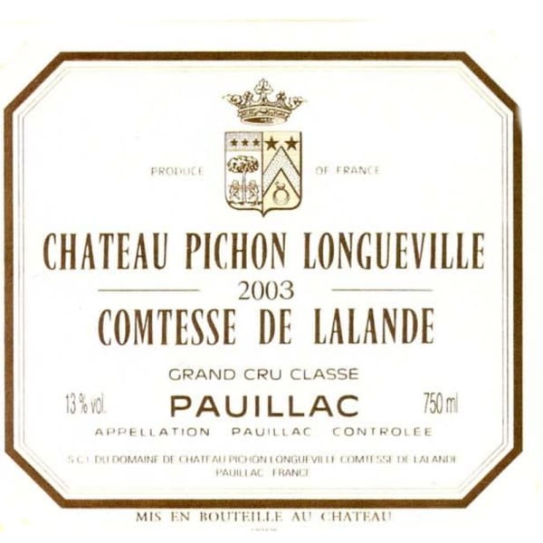 Rượu vang đỏ Chateau Pichon Longueville Comtesse de Lalande 2003