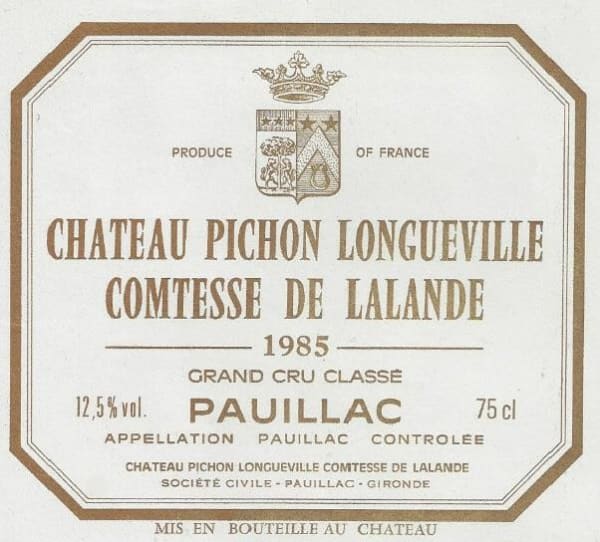 Rượu vang đỏ Chateau Pichon Longueville Comtesse de Lalande (bin soiled label) 1985