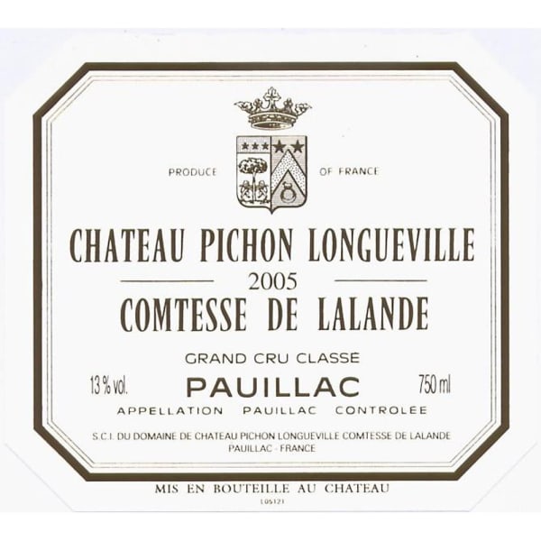 Rượu vang đỏ Chateau Pichon Longueville Comtesse de Lalande (scuffed labels) 2005