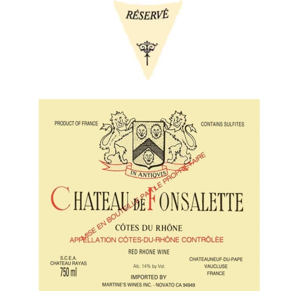 Rượu vang đỏ Chateau Rayas Cotes du Rhone Fonsalette Reserve 2003