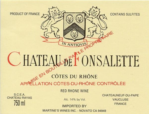 Rượu vang đỏ Chateau Rayas Fonsalette Cotes du Rhone Reserve 2010