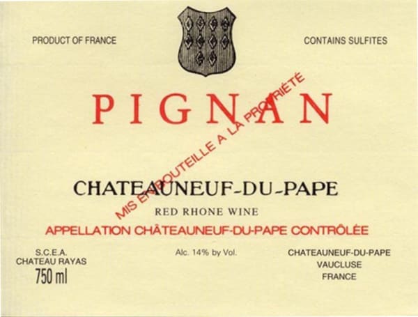 Rượu vang đỏ Chateau Rayas Pignan Chateauneuf-du-Pape 2011