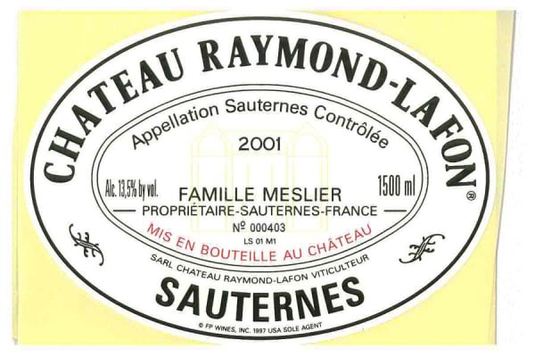 Rượu vang trằng Chateau Raymond-Lafon Sauternes 2001