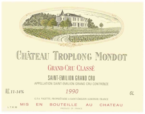 Rượu vang đỏ Chateau Troplong Mondot (chai Magnum 1,5 lít) 1990