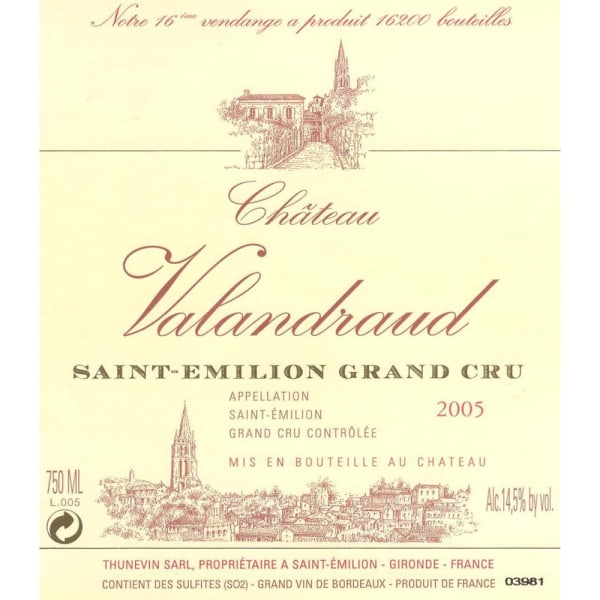 Rượu vang đỏ Chateau Valandraud (chai 3 lít) 2005