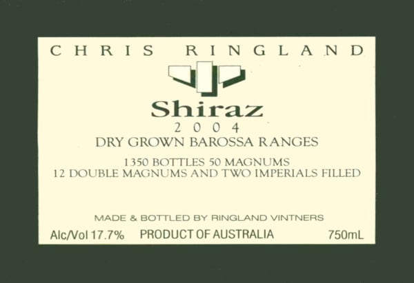 Rượu vang đỏ Chris Ringland Three Rivers Dry Grown Shiraz 2004