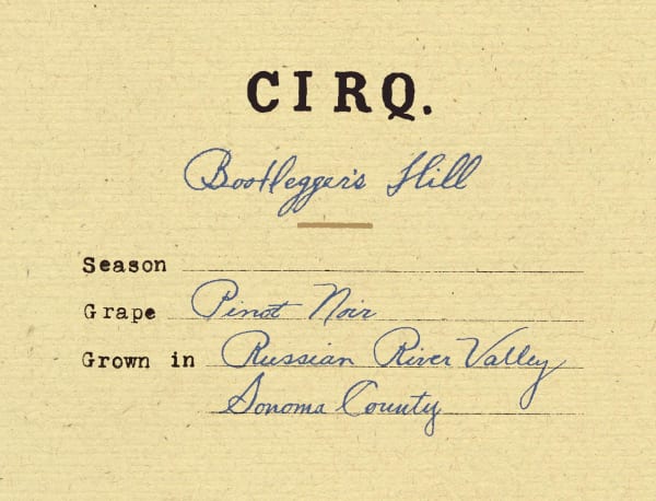 Rượu vang đỏ Cirq Bootleggers Hill Pinot Noir 2015