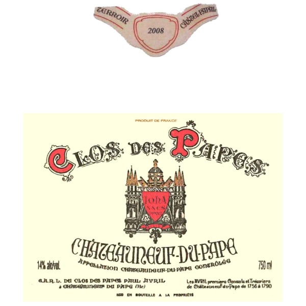 Rượu vang đỏ Clos des Papes Chateauneuf-du-Pape (chai Magnum 1,5 lít) 2008