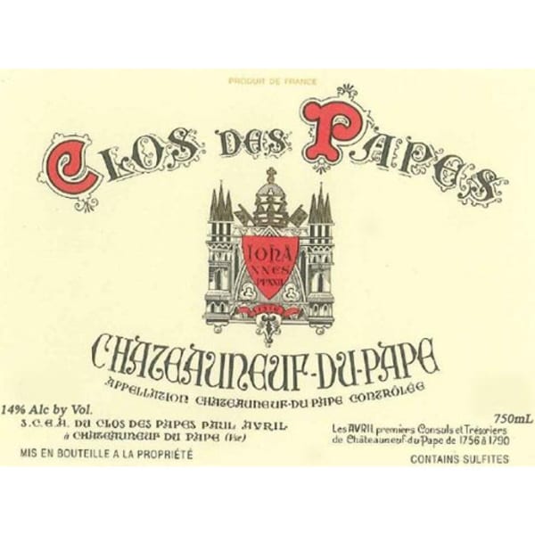 Rượu vang đỏ Clos des Papes Chateauneuf-du-Pape (chai Magnum 1,5 lít) 2010