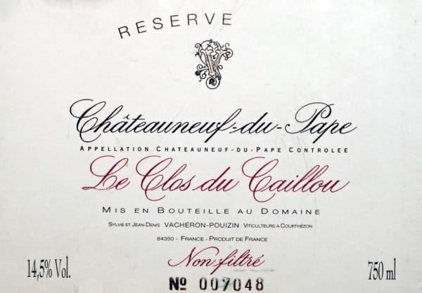 Rượu vang đỏ Clos du Caillou Chateauneuf-du-Pape Reserve (scuffed labels) 2005