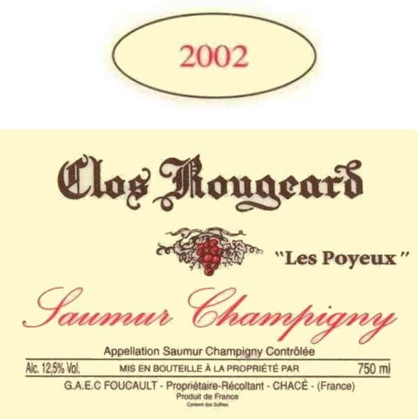 Rượu vang đỏ Clos Rougeard Saumur-Champigny Les Poyeux 2002