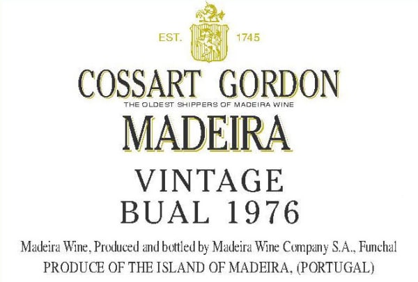 Rượu vang trằng Cossart Gordon Bual 1976