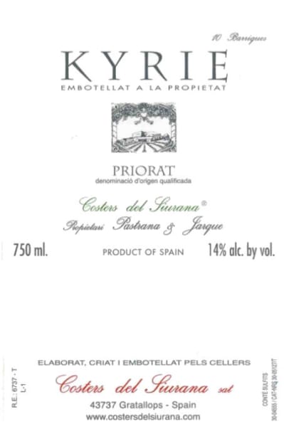 Rượu vang trằng Costers del Siurana Kyrie Blanco 2009