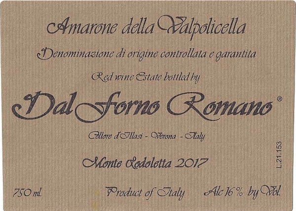 Rượu vang đỏ Dal Forno Romano Monte Lodoletta Amarone della Valpolicella 2017