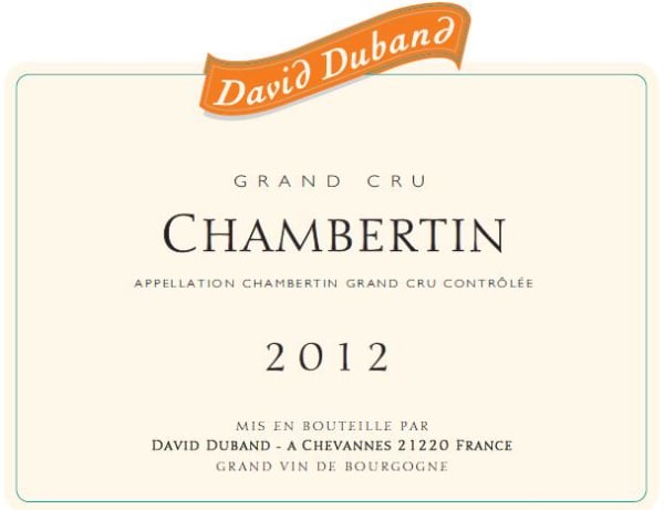 Rượu vang đỏ David Duband Chambertin Grand Cru 2012