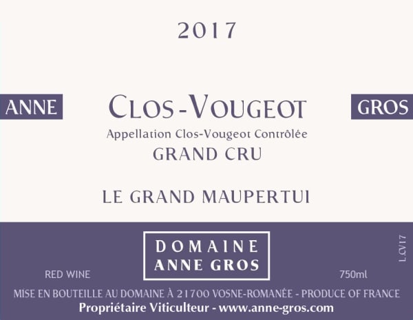 Rượu vang đỏ Domaine Anne Gros Clos Vougeot Grand Cru Le Grand Maupertui 2017