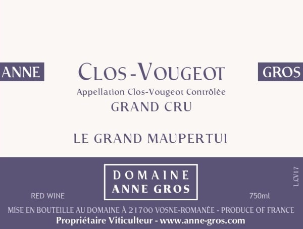 Rượu vang đỏ Domaine Anne Gros Clos Vougeot Grand Cru Le Grand Maupertui 2018
