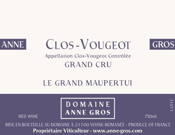 Rượu vang đỏ Domaine Anne Gros Clos Vougeot Grand Cru Le Grand Maupertui 2020