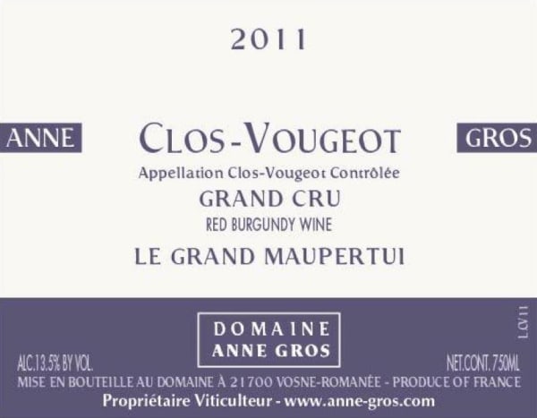 Rượu vang đỏ Domaine Anne Gros Clos Vougeot Le Grand Maupertui 2011