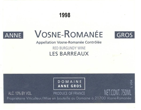Rượu vang đỏ Domaine Anne Gros Vosne-Romanee Les Barreaux 1998