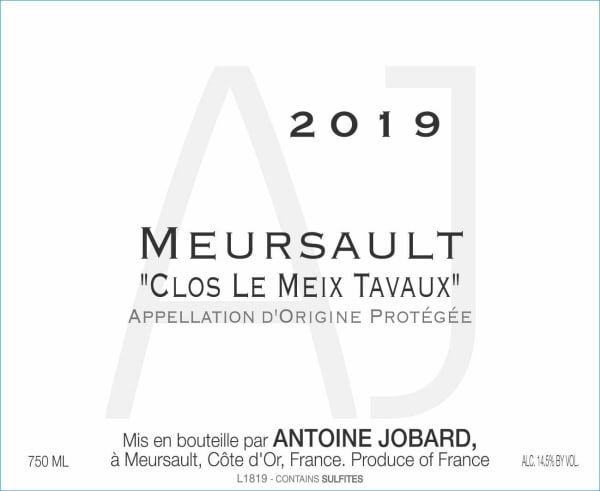Rượu vang trằng Domaine Antoine Jobard Meursault Clos le Meix Tavaux 2019