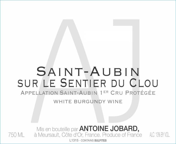 Rượu vang trằng Domaine Antoine Jobard St-Aubin Sur le Sentier du Clou Premier Cru 2017