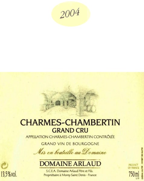 Rượu vang đỏ Domaine Arlaud Charmes-Chambertin Grand Cru 2004