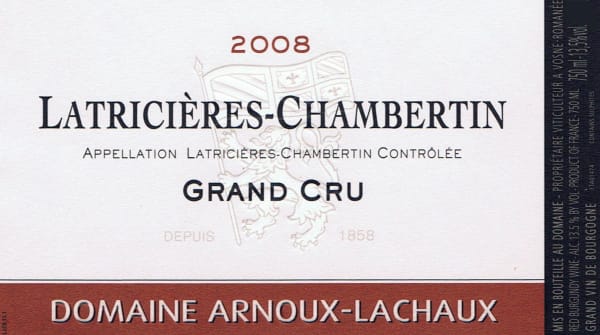 Rượu vang đỏ Domaine Arnoux-Lachaux Latricieres-Chambertin Grand Cru 2008
