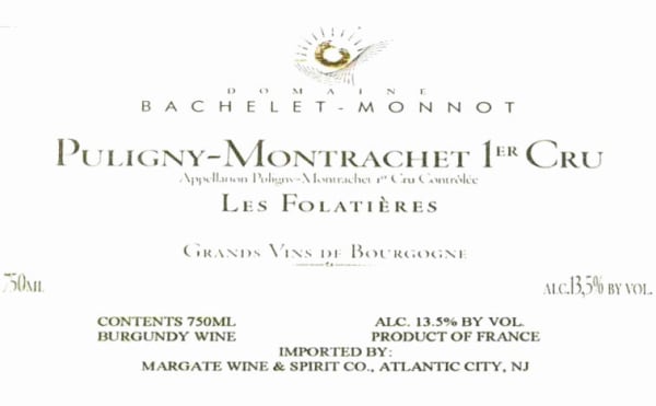 Rượu vang trằng Domaine Bachelet-Monnot Puligny-Montrachet Les Folatieres Premier Cru 2010