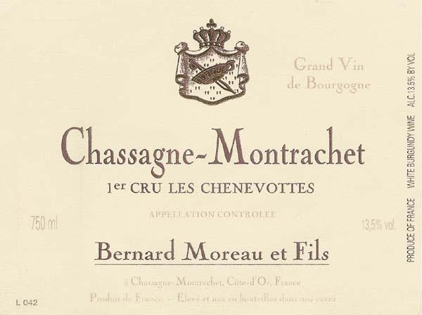 Rượu vang trằng Domaine Bernard Moreau Chassagne-Montrachet Les Chenevottes Premier Cru 2020