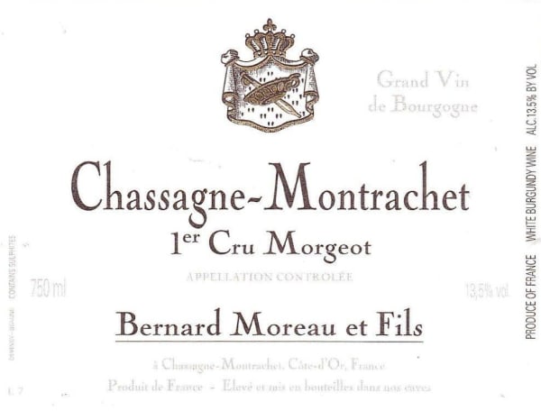 Rượu vang trằng Domaine Bernard Moreau Chassagne-Montrachet Morgeot Premier Cru 2013