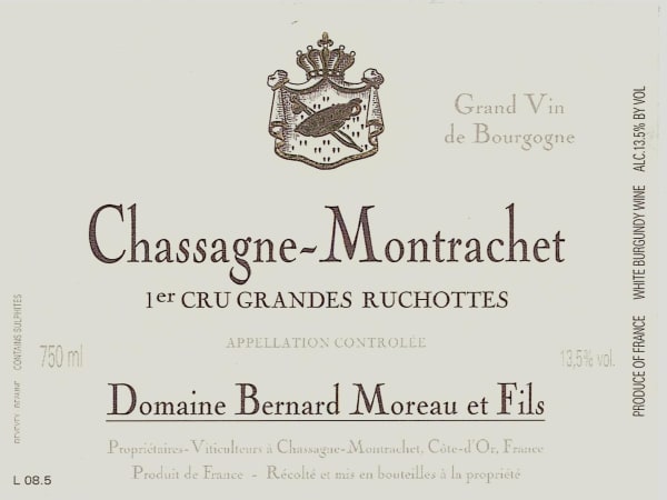 Rượu vang trằng Domaine Bernard Moreau Chassagne-Montrachet Premier Cru Grandes Ruchottes 2013