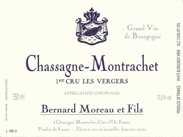 Rượu vang trằng Domaine Bernard Moreau Chassagne-Montrachet Premier Cru Les Vergers 2011