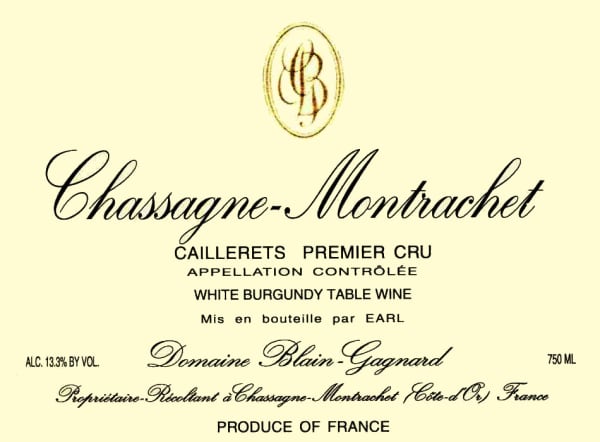 Rượu vang trằng Domaine Blain-Gagnard Chassagne-Montrachet Caillerets Premier Cru 2011