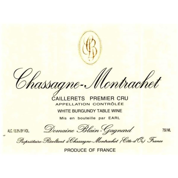 Rượu vang trằng Domaine Blain-Gagnard Chassagne-Montrachet Caillerets Premier Cru 2013