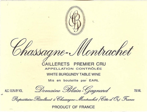 Rượu vang trằng Domaine Blain-Gagnard Chassagne-Montrachet Caillerets Premier Cru 2016