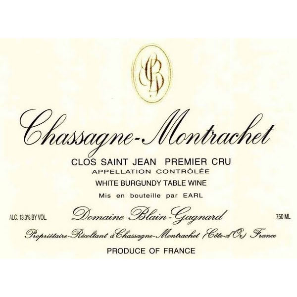 Rượu vang trằng Domaine Blain-Gagnard Chassagne-Montrachet Clos St. Jean Premier Cru 2011