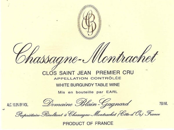 Rượu vang trằng Domaine Blain-Gagnard Chassagne-Montrachet Clos St. Jean Premier Cru 2018