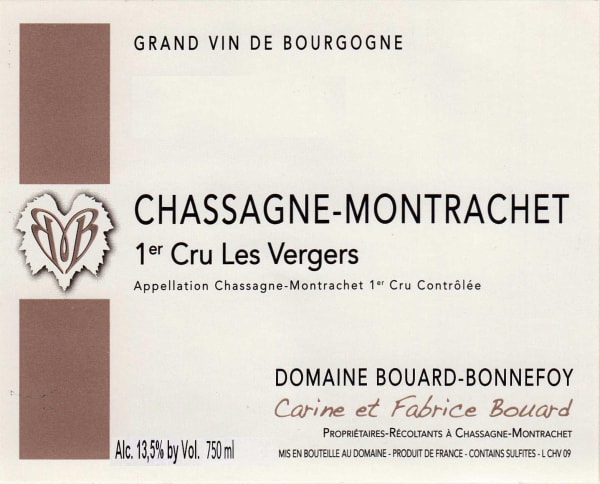 Rượu vang trằng Domaine Bouard-Bonnefoy Chassagne-Montrachet Premier Cru Les Vergers 2017