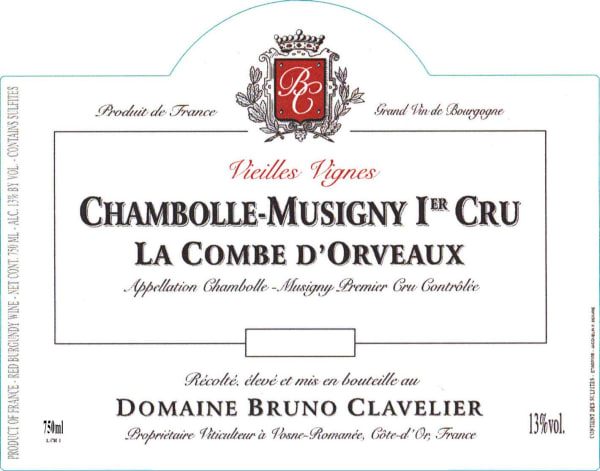 Rượu vang đỏ Domaine Bruno Clavelier Chambolle-Musigny La Combe d'Orveaux Premier Cru 2016