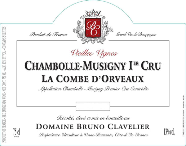 Rượu vang đỏ Domaine Bruno Clavelier Chambolle-Musigny La Combe d'Orveaux Vieilles Vignes Premier Cru 2012