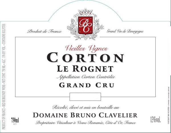 Rượu vang đỏ Domaine Bruno Clavelier Corton Le Rognet Vieilles Vignes Grand Cru 2014