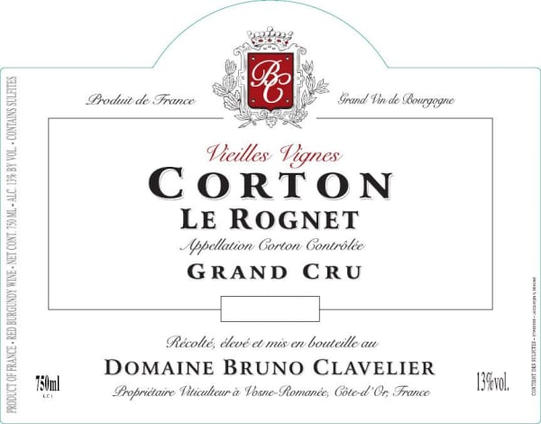 Rượu vang đỏ Domaine Bruno Clavelier Corton Le Rognet Vieilles Vignes Grand Cru 2018