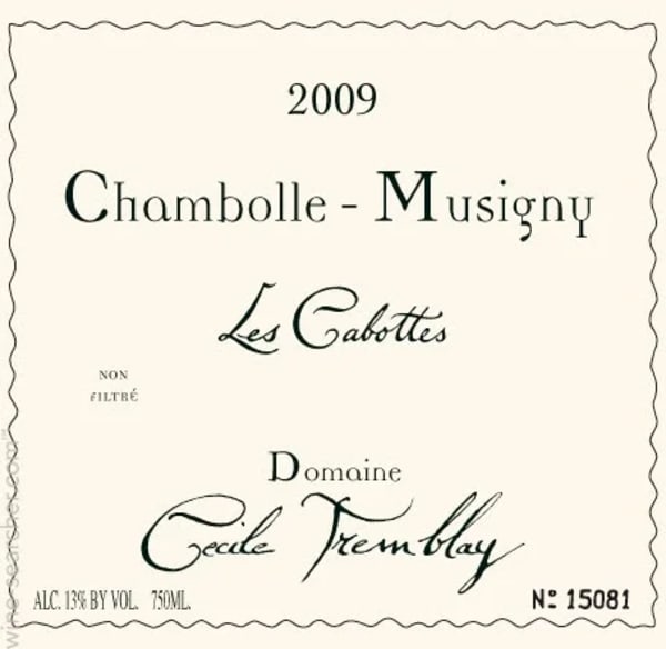 Rượu vang đỏ Domaine Cecile Tremblay Chambolle-Musigny Les Cabottes 2009