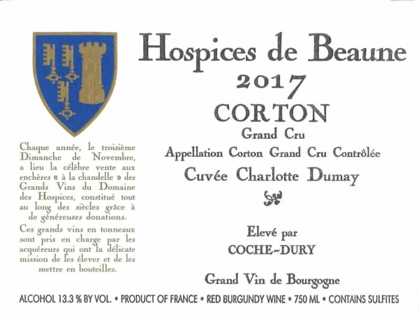 Rượu vang đỏ Domaine Coche-Dury Corton Grand Cru "Charlotte Dumay" Hospices de Beaune 2017