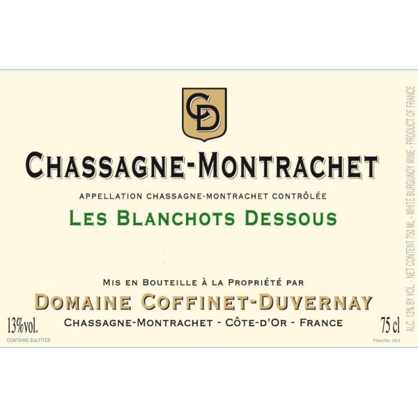 Rượu vang trằng Domaine Coffinet-Duvernay Chassagne-Montrachet Les Blanchots Dessous 2011