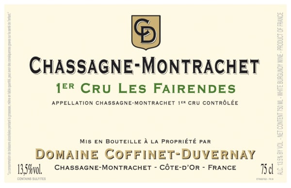 Rượu vang trằng Domaine Coffinet-Duvernay Chassagne-Montrachet Les Fairendes Premier Cru 2017